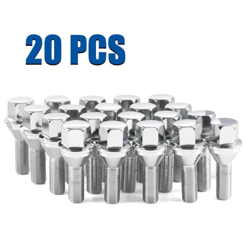 GAsupply 12x1.25 OEM Lug Bolts, 28mm Shank Length Cone Seat 3/4" Hex, 20pcs - color: Silver, size: 20pcs