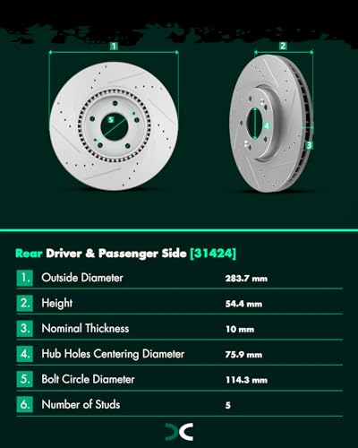 Brake and Rotors Kits,SCITOO 4pcs Brake Rotors & 8pcs Ceramic Brake Pads - size: 31427+D1444 & 31424+D1445 [4+8PCS]