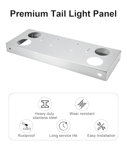 Tail Light Panel Stainless Steel Chrome Finish with Four 4.49" Round Light Cutouts, Rear Center Light Panel with a Backing Panel for Semi Truck Trailers - style: 4x4.49" Round Holes