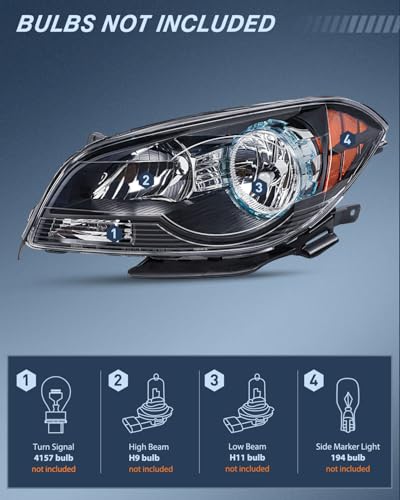 Nilight Headlight Assembly Compatible with 2008-2012 Chevy Malibu - color: Black Housing Amber Reflector, size: 2008-2012 Chevy Malibu