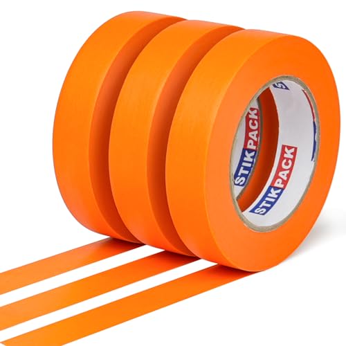 3 Rolls Premium Orange Painters Tape 0.94" x 55 Yards, Automotive Masking Tape, Paint Tape for Multi-Purpose, Painting, Painter's, DIY Crafts Arts Decoration Labeling No Residue, Easy Removal - color: orange