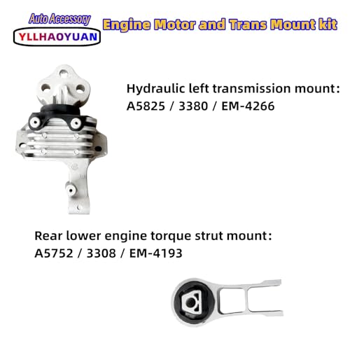 Yllhaoyuan Set of 3 Hydraulic Engine & Transmission Mounts - size: 2014-2019 Cherokee 2.4L