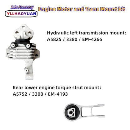 Yllhaoyuan Set of 3 Hydraulic Engine & Transmission Mounts - size: 2014-2019 Cherokee 2.4L