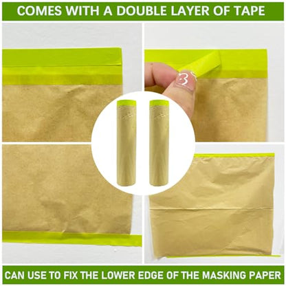 Tape and Drape, 24” x 100 feet Masking Paper for Painting, 2 Pack - size: 24",100ft