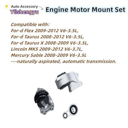 Engine Motor Mount Kit for 2008-2012 Taurus 3.5L / MKS 3.7L - size: Flex 2009-2012 V6 3.5L