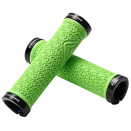 corki Mountain Bike Grips,Double Lock on Locking Bicycle Handlebar Grips for MTB,Downhill - color: Green