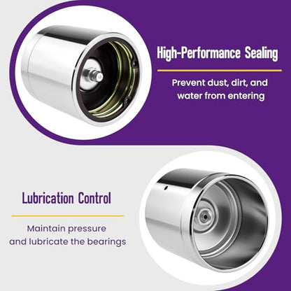 4 Pack 1.98" Trailer Bearing Protectors with Dust Cap & Rubber Covers - size: 4 Pack - 1.98 Inch