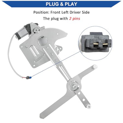 Obaee Window Regulator with Motor Front Left Driver Side, Replace 741-844