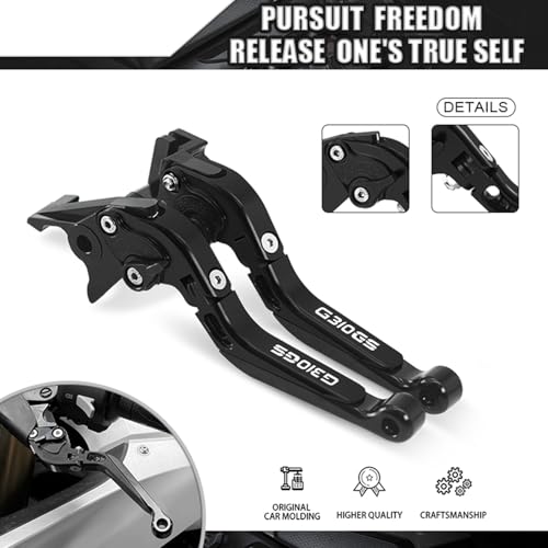 MFGZD Motorcycle Brake Clutch Levers Extendable Long CNC Compatible with BMW G310R G310GS 2017-2024 Folding Handlebars Brake Lever and Clutch Lever Modified Parts (Black, G310GS) - style: G310GS Black