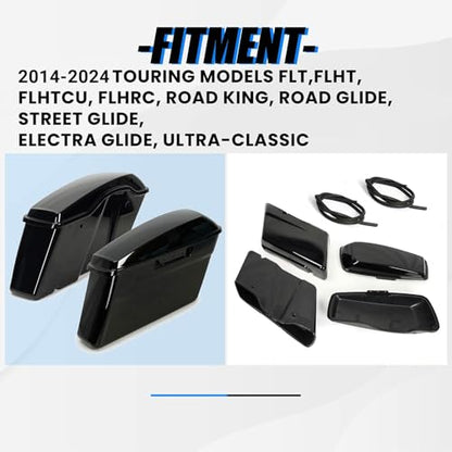 ECOTRIC Pained Hard Saddlebags Saddle Bags Compatible with Davidson - color: Black, size: Style2