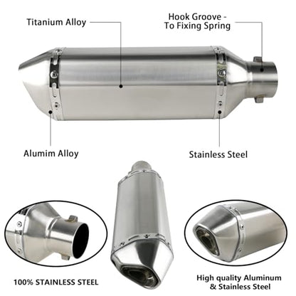 PACEWALKER Motorcycle Slip On Muffler, 1.5-2", 38-51mm Inlet, Titanium - size: Titanium