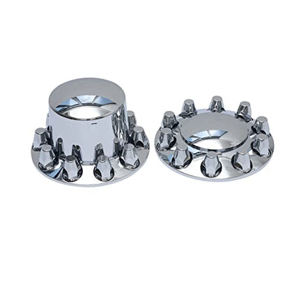 ABS Plastic Chromed Hubcaps Front and Rear Wheel Axle Cover Set with 33mm Thread-On Lug Nut Covers for Semi Trucks (Dome) - color: Dome