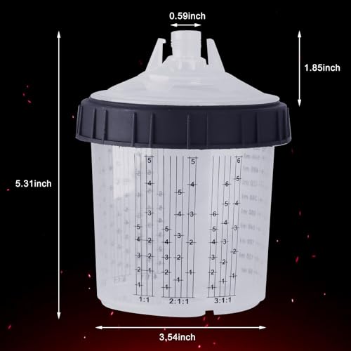 Disposable Paint Sprayer Gun Cup 20 Ounce(600ML) Kit with 10 Cups and Lids System, 1 Hard Cup with Retainer Ring, 2 Plugs, 1 Paint Stirrer, 10 Paint Strainers for Automotive Commercial Coatings - size: 20 Ounce kit 10pcs