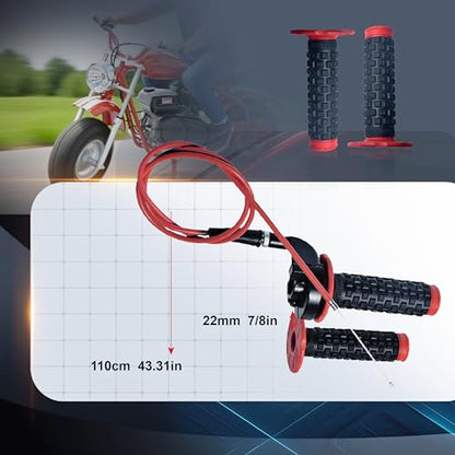Red 7/8" 22mm Handlebar Handle Grips Throttle Cable for 50cc 90cc 110cc 125cc 150cc 200cc 250cc Mini Bike ATV Quad Pit Bike Dirt Bike Motorcycle
