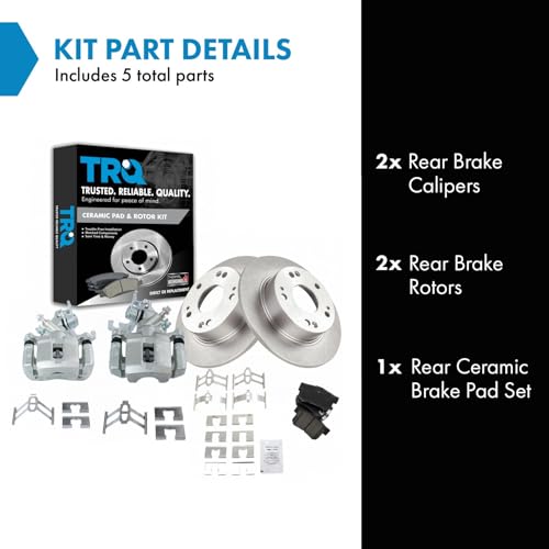 TRQ Rear Brake Pad and Rotor Set Ceramic Solid Rotors Calipers - style: BKA14037