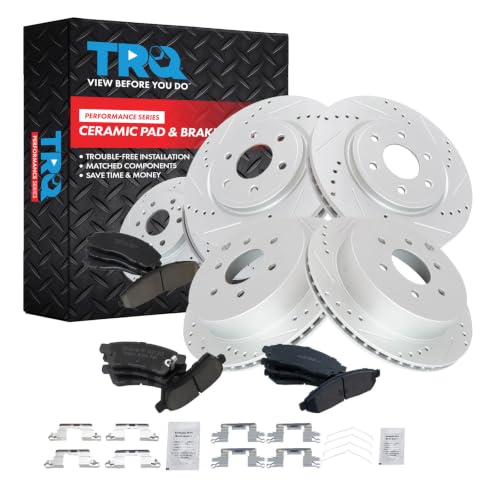 TRQ Performance Front and Rear Ceramic Brake Pad and Rotor Set Coated