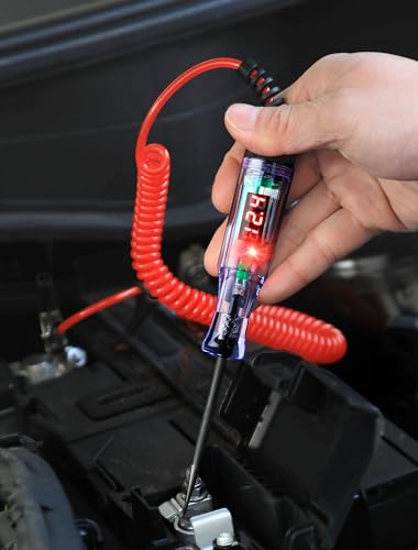 WINAMOO Test Light Automotive 5-90V Digital LED Circuit Tester with Voltage Display, Auto Bidirectional Voltage Tester, Electric Test Pen with Extended Spring Wire & Probe for Car RV Fuse Checker