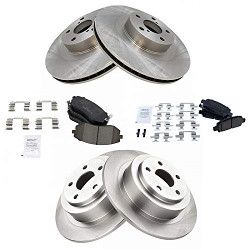 TRQ Front and Rear Brake Pad and Rotor Set Ceramic Vented Rotors - style: BKA11609