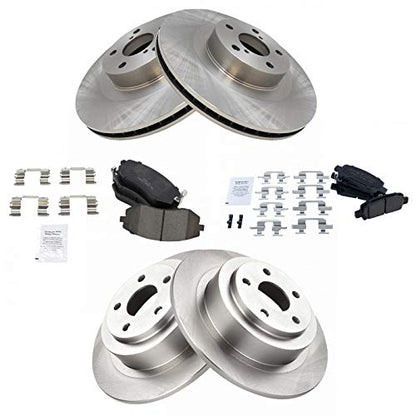 TRQ Front and Rear Brake Pad and Rotor Set Ceramic Vented Rotors - style: BKA11609