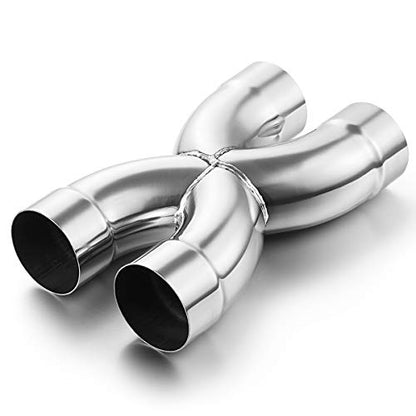 A-KARCK Exhaust Tip X Pipe 3" Inlet, Dual 3" Inlet Dual 3" Outlet Muffler Tip, Crossover X Pipe Stainless Steel Weld On - size: 3 Inch, style: X Pipe-A