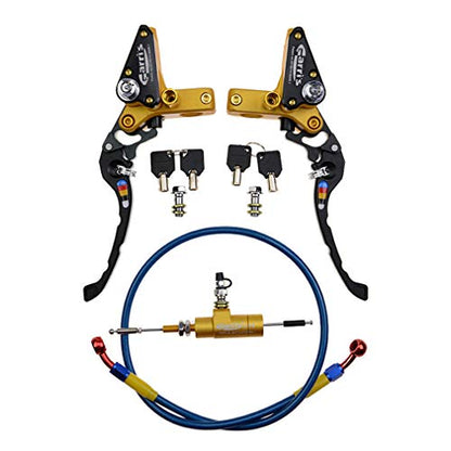 GOOFIT 22mm CNC Motorcycle Hydraulic Clutch Brake Pump Master Cylinder Lever Adjustable Universal for Motorcycle Pocket Dirt Bike ATV 125cc -250cc Vertical Off Road Scooter Gold - color: Gold