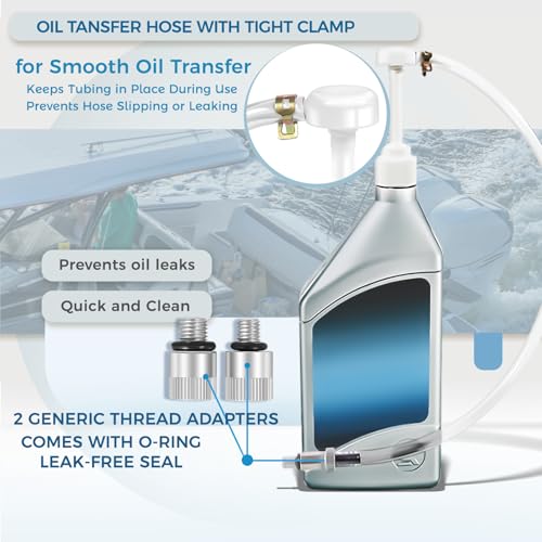 Lower Unit Gear Oil Pump for Standard Quart Bottle, 8cc Manual Fluid Pump Comes with 3 Generic Swivel Adapters, Fit for Mercury, Yamaha, Suzuki & More Outboard Quart Bottle Fluid Pump