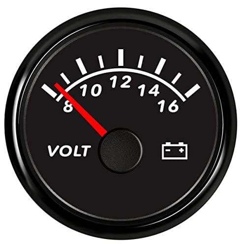 52mm Digital Voltmeter Universal Voltage Meter Volt Gauge for Motorcycle Marine Boat Car Truck 8-16V Waterproof with Red Backlight Waterproof - color: Black