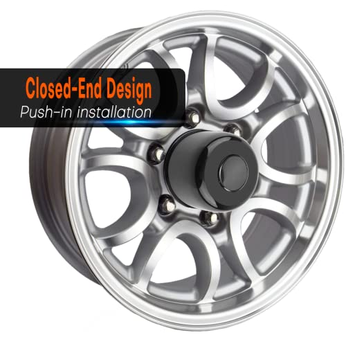 4Pcs 4.9" Trailer Wheel Center Caps Push Through Fit 4.88-4.9in Center Bore Truck Trailer RV SUV Wheels Rims, Steel Black Hub Covers - color: Black, size: 4.9in Hub Hole, 4.33in Tall