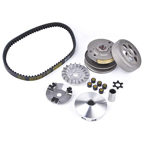 Transmission Rebuild Kit - Replacement Clutch Kit Compatible with Sportsman ATV, Predator, Scrambler, 50CC 90CC 2 Stroke ATV Part - Includes Clutch & Variator Assembly, Drive Belt & Roller Weights