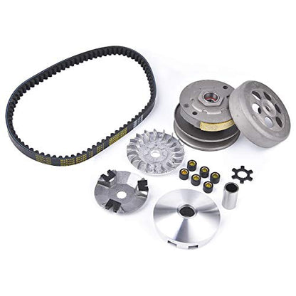 Transmission Rebuild Kit - Replacement Clutch Kit Compatible with Sportsman ATV, Predator, Scrambler, 50CC 90CC 2 Stroke ATV Part - Includes Clutch & Variator Assembly, Drive Belt & Roller Weights