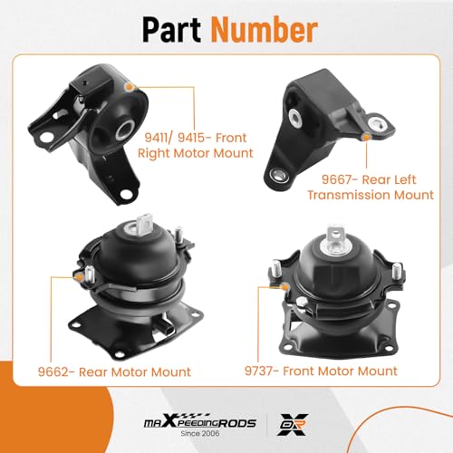 maXpeedingrods 4PCS Engine Trans Mount Kit for Honda Odyssey 6 Speed - style: 50850STXA04