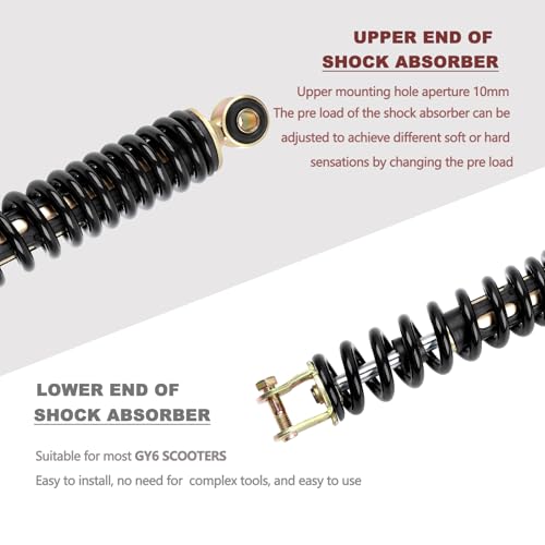 Minho Motorcycle Single Rear Shock Assembies 290MM/11.42" in Heavy Iron Material Compatible with Chinese GY6 50cc Scooter Mopeds Taotao ATM50 - size: 290mm