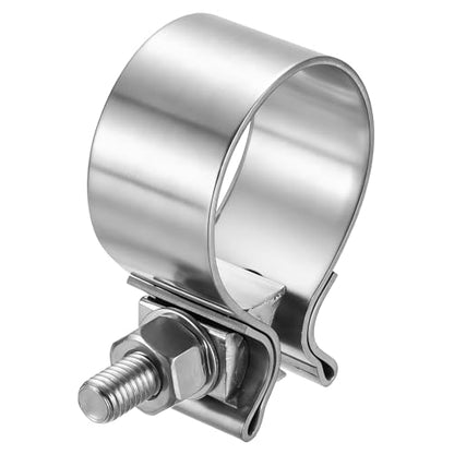 HARFINGTON 410 Stainless Steel Exhaust Clamp 1.97" Butt Joint Narrow Band Muffler Seal Exhaust Narrow Lap Butt Clamps for Pipes Mufflers Converters System Repair, Silver - size: Range 50-56 mm, Band Width 31mm