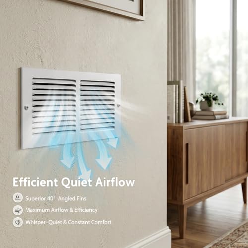 Steel Return Air Grille, Fits Universal Duct Opening, White HVAC Cold Air Intake Vent Cover for Sidewall & Ceiling, Stamped Durable Steel Outer Dimensions for Ventilation (14" W x 6" H)