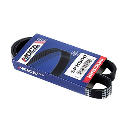 MOCA 5PK900 Serpentine Belt Fit 99 for BMW 323i 2.5L & 98-00 for BMW Z3 3.2L & 87-88 for Ford EXP 1.9L & 06 for Hyundai Santa Fe 3.5L & 04-06 for Kia Amanti 3.5L - size: 5PK900