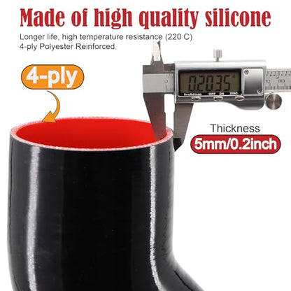45 Degree ID 4 Inch Elbow Silicone Coupler Hose 4 Ply Polyester Reinforcement With 2 Steel T Clamps,Intercooler,Turbo,Intake Pipe - size: 45° 4"