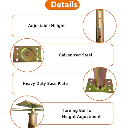 2 Pack 59" - 100" Adjustable House Floor Screw Jack Post for Leveling - size: 59-100 inch