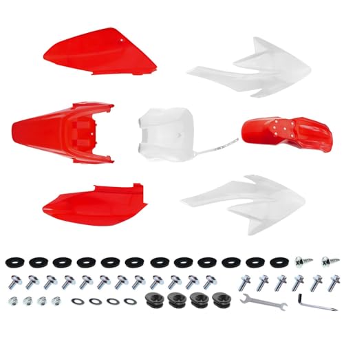 PRO BAT 7 PCs Plastic Fender Fairing Kit - color: White&Red CRF70 Plastic Fender Kit