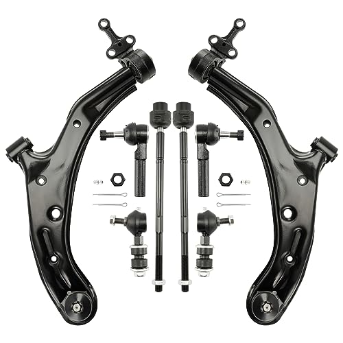 KAX 8Pcs Suspension Kit for 𝐍𝐢𝐬𝐬𝐚𝐧 𝐒𝐞𝐧𝐭𝐫𝐚 2000-2006 High-Strength Steel, 2 Lower Control Arms with Ball Joints, 4 Tie Rod Ends & 2 Sway Bar Link, Premium rubber bushings K620358 K620359 - size: Nissan Sentra 2000-2006