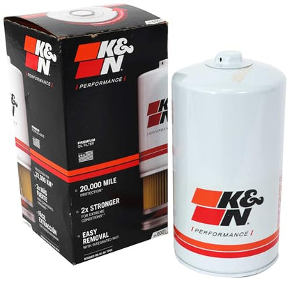 K&N Oil Filter: 20,000 Mile Engine Protection with Wrench Off Nut, HP-6001