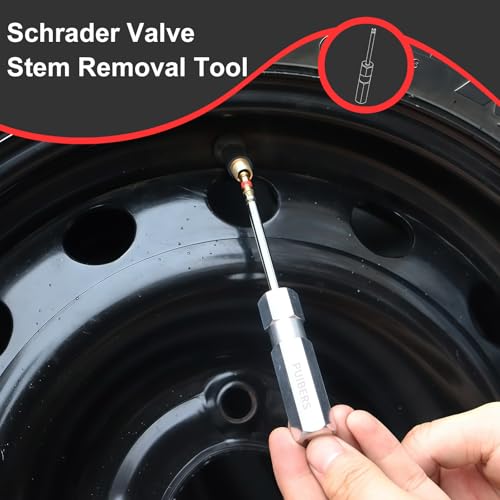 Magnetic Schrader Valve Stem Removal Tools, 4.3 Inch Valve Core Removal Tool Set with 10 Valve Cores,Stainless Steel Tire Valves Tool for Schrader Cores (2-Pack) - size: Schrader 2 PACK