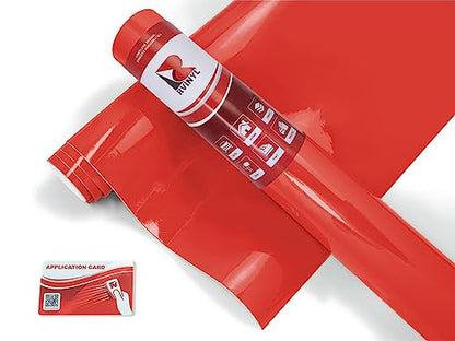 Rwraps Hyper Gloss Vinyl Car Wrap Film in Red - 5ft x 2ft - Vehicle Sheet - color: Hyper Gloss Red, size: 5ft x 2ft