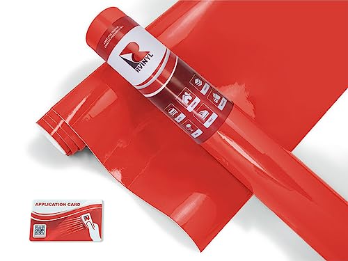 Rwraps Hyper Gloss Vinyl Car Wrap Film Sheet Roll with Air Release Technology - 5ft x 4ft, Red - color: Hyper Gloss Red, size: 5ft x 4ft