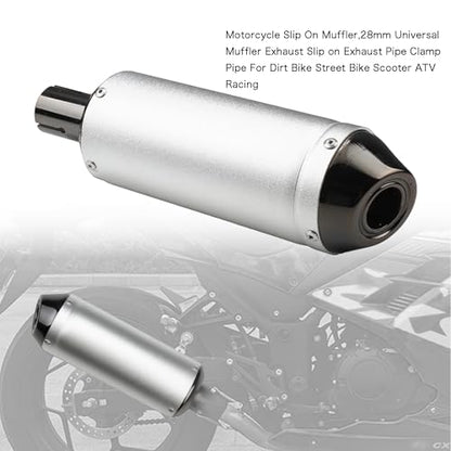 1.1" Motorcycle Slip On Muffler,28mm Universal Muffler Exhaust Slip on Exhaust Pipe Clamp Pipe For Dirt Bike Street Bike Scooter ATV Racing - color: Silver
