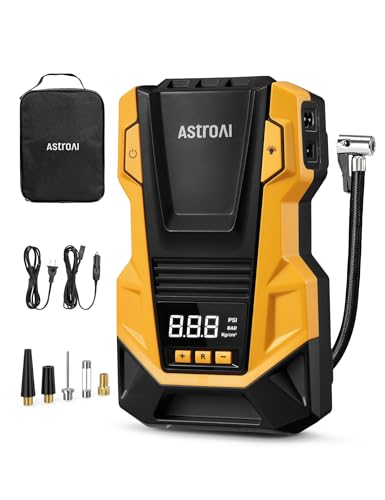 AstroAI Tire Inflator Portable Air Compressor, 110V AC/12V DC Dual Power