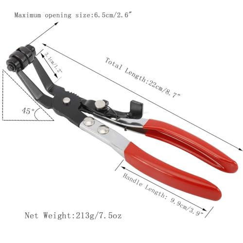 2 Pcs Hose Clamp Pliers Set，45° Angle Flat Belt Hose Clamp Plier and Wide & Flat band Hose Clamp Plier for Automotive Fuel Oil Water Hose, Coolant Radiator Heater (2 Pcs Hose Clamp Pliers Set)