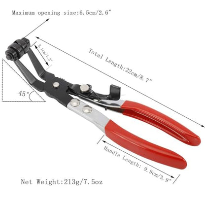 2 Pcs Hose Clamp Pliers Set，45° Angle Flat Belt Hose Clamp Plier and Wide & Flat band Hose Clamp Plier for Automotive Fuel Oil Water Hose, Coolant Radiator Heater (2 Pcs Hose Clamp Pliers Set)