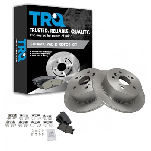TRQ Rear Brake Pad and Rotor Set Ceramic Solid Rotors - style: BKA11110