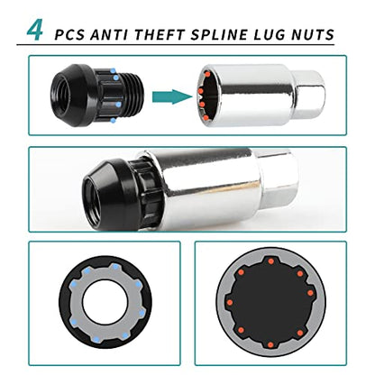 20PCS M12x1.5 Anti Theft Wheel Spikes Lug Nut - color: Neo Chrome