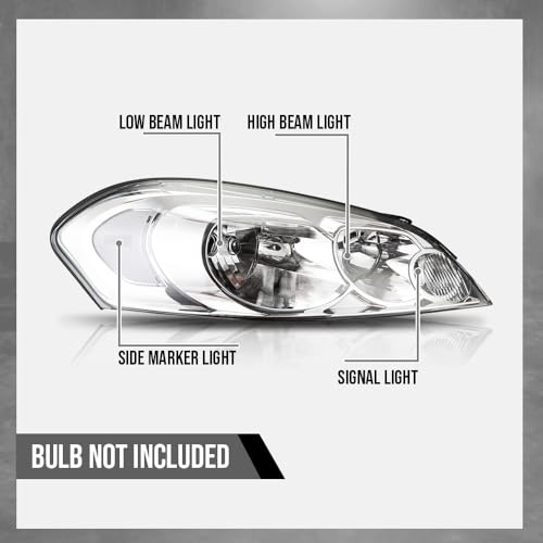 G-PLUS Headlights Assembly, Fit 2006-2007 Chevy Monte Carlo/2006-2013 Chevy Impala/2014-2016 Chevy Impala Limited Bumper Headlamps, Clear Lens Chrome Housing Clear Reflector,faros delanteros - size: [Clear] 2006-2013 Impala